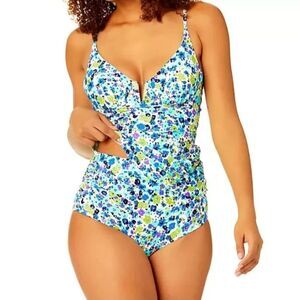 Anne Cole Blue Ditsy Tankini Top | Size Small | NWT